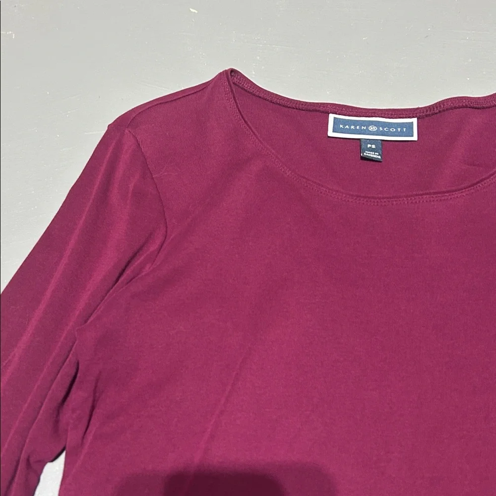 Karen Scott Plum Colored Long Sleeve Shirt (Women’s Petite Small) - Picture 4 of 7